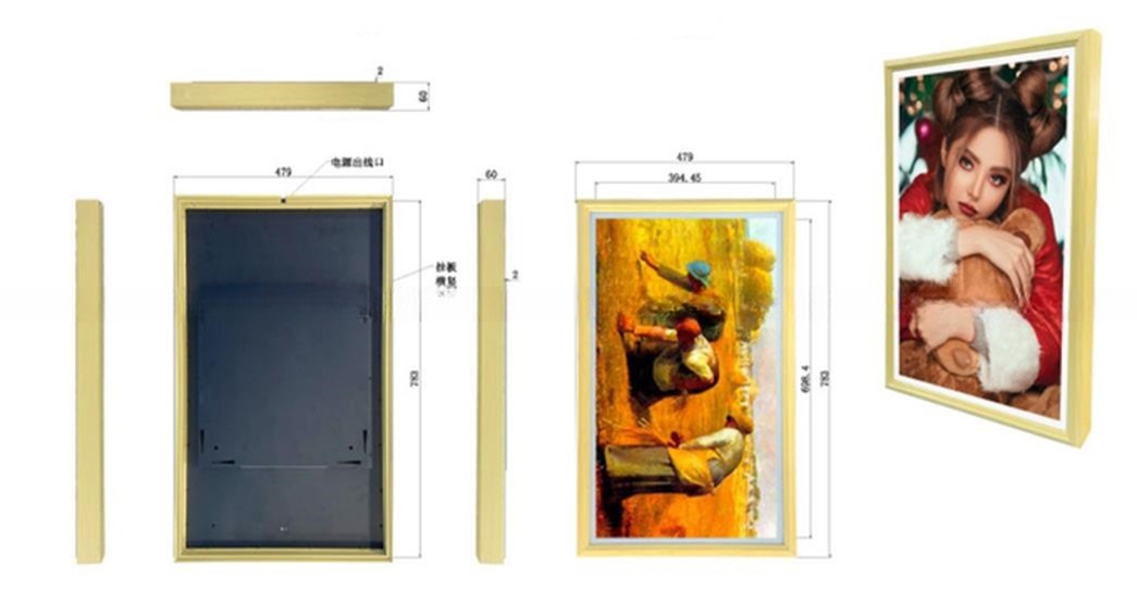32" inch wooden frame LCD video photo frame NFT display for gallery advertising signage kiosk with WIFI network Android OS