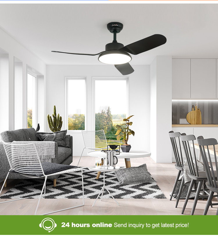 Modern 43-inch Black LED Ceiling Fan with Silent Motor and Air Conditioning Function