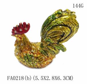 China Rooster chicken jeweled trinket box with diamond for gift jewelry box wholesale