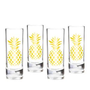 China Wholesale Factory Price 60ml Transparent Shot Glass With Decal Gold Pineapple wholesale