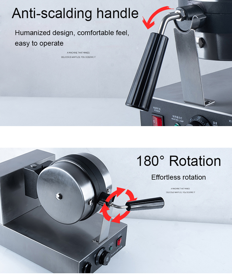 Single Head Automatic Rotary Commercial Belgian Waffle Pancake Maker with 1200W Power