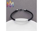 8g Arc Shaped Mens Custom Engraved Leather Bracelets