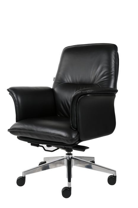Middle Back Office Revolving Chair , DIOUS TUV Black Leather Desk Chair