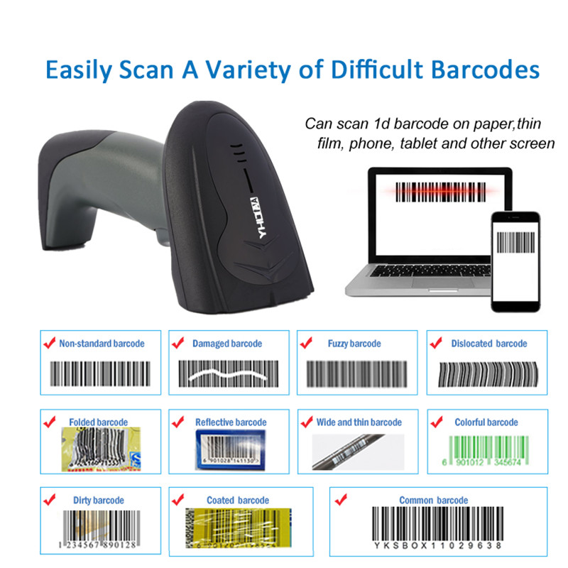 Wireless 2D Barcode Scanner 433MHZ QR Code Reader Machine For Warehouse