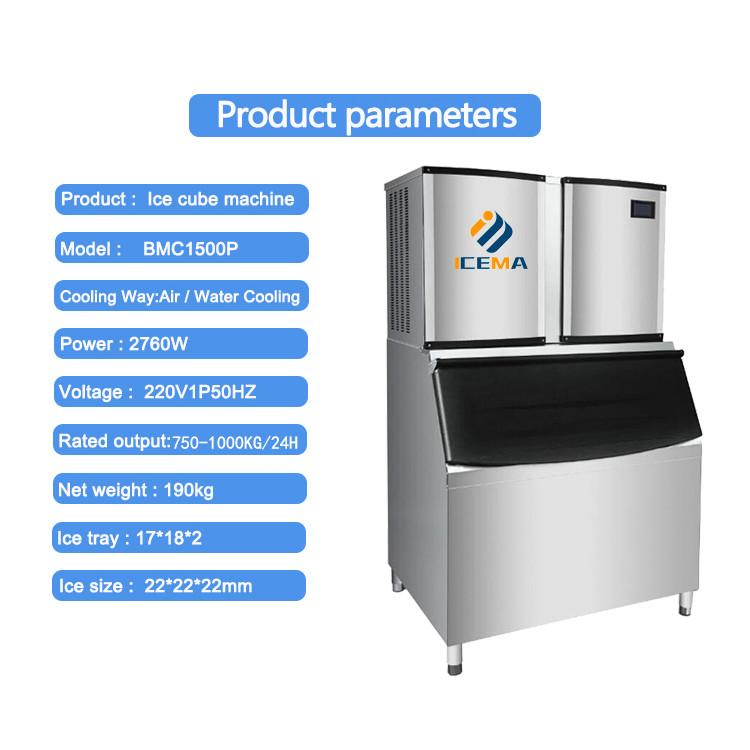 500kg/24h Commercial Clear Ice Cube Maker For Food Beverage Shops Hotels Coffee Bar