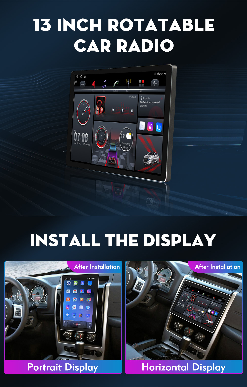 8 128GB 8 Core Car Screen Android Dsp Rds Navigation System with Cooling Fan and Car Audio GPS