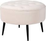 Velvet Modern Ottoman Stool Living Room Round Metal Soft Compact Padded