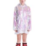 Wholesales fashion design metallic women holographic rain coat