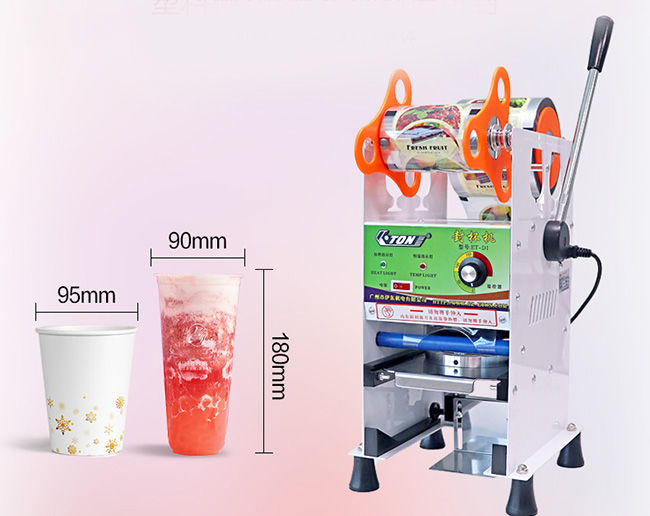 Silvery White Snack Food Processing Equipment , Semi Automatic Bubble Tea Plastic Cup Sealing Machine