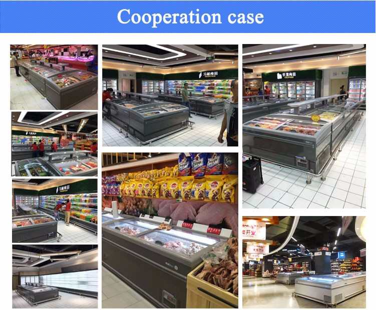 Tempered Glass Supermarket Island Freezer Combined Auto Defrost For Ice Cream