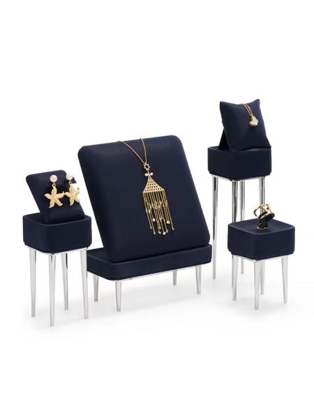 Metal Leatherette Pendant Earring Jewelry Trays Displays Black Jewelry Display