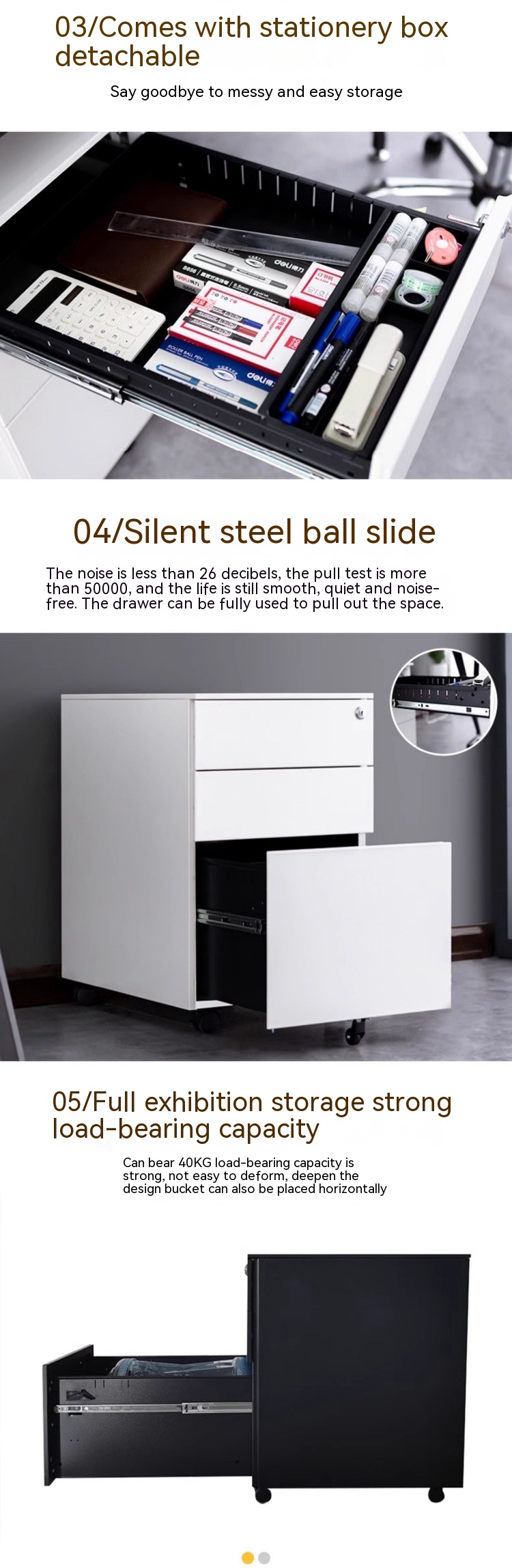 Commercial Furniture Under Desk Mobile Filing Cabinet with Lock and Drawer