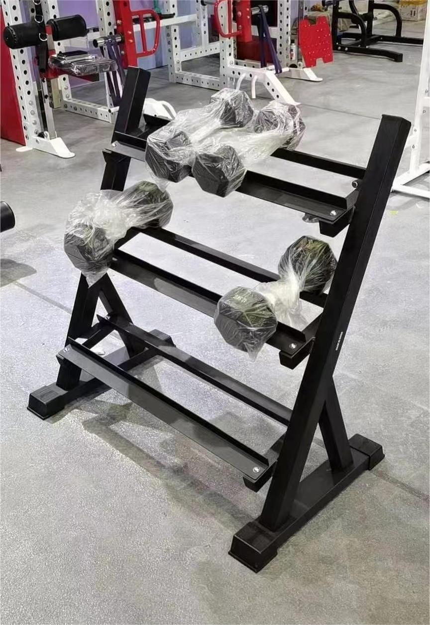 Three Layer Commercial Fitness Equipment Dumbbell Rack Metal Set For Strength Training
