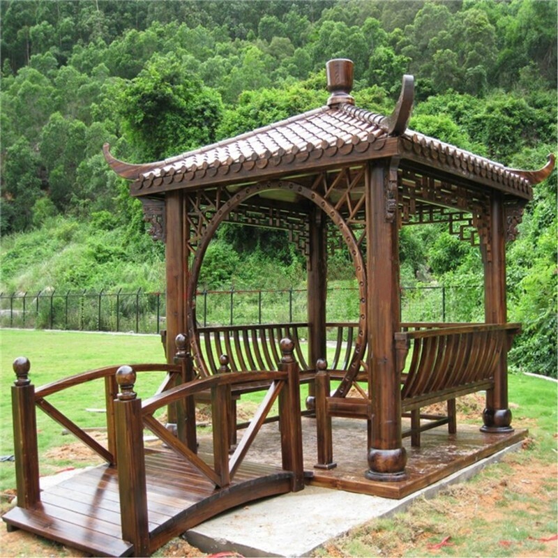 Hexagonal Chinese Wood Gazebo Outdoor Garden Pagoda Pavilion 2.6m