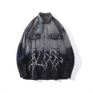 China Oversized Mens Denim Jackets OEM Full Sleeves Tie Dye Denim Jacket Jeans wholesale