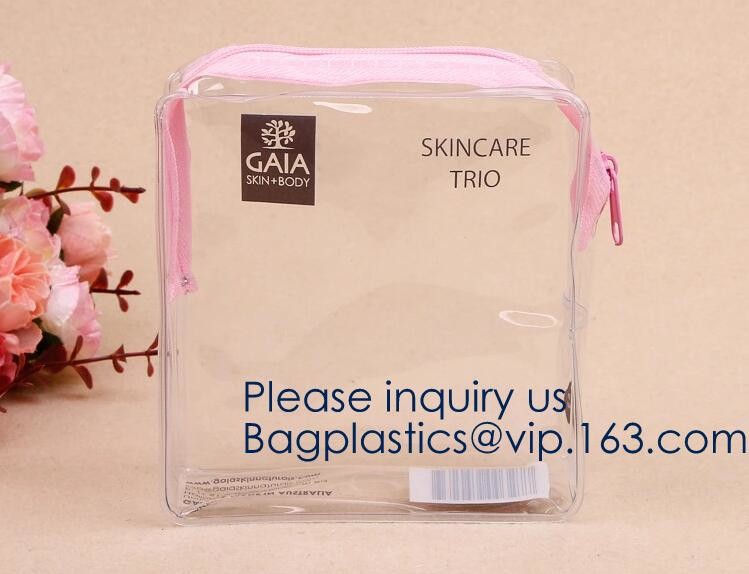 Small Clear PVC Waterproof Bag with Zipper Closure, Mini Portable Transparent Plastic Organizer Pouch for Cosmetic, Make