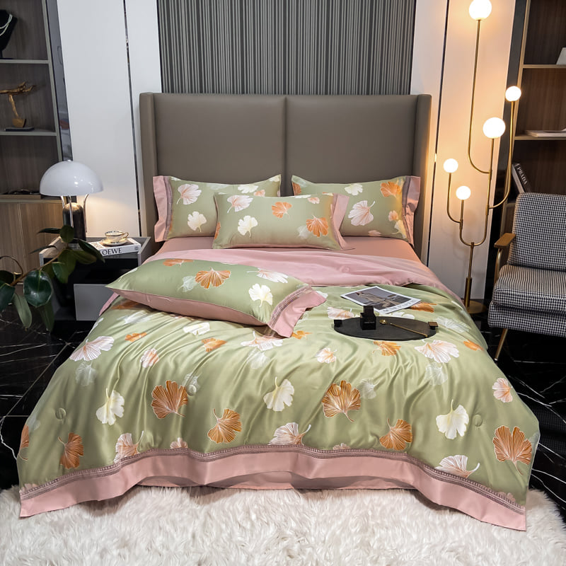 Stylish Tencel Modal Sheet Pillowcase Set with Embroidered Duvet Cover and Pillowcases