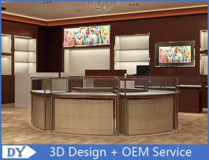 China Lxury Stainless Steel Veneer Store Jewelry Display Cases Brown Color wholesale