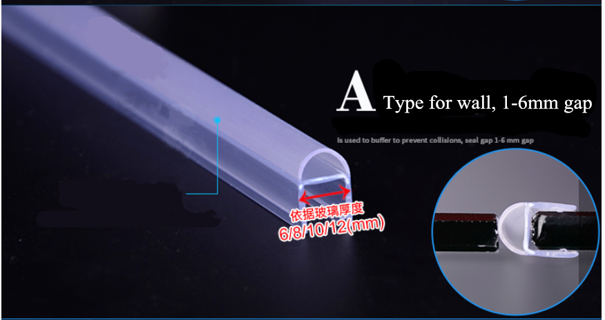 Transparent Glass Doors Design Waterproof Glass Shower Door Seal Strip for 6-12MM