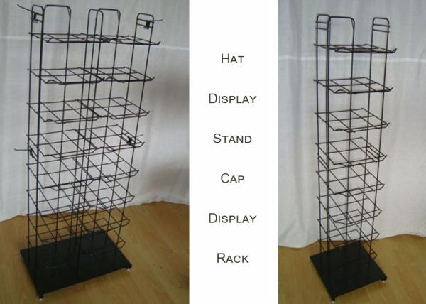 Quality Metal Wire Baseball Cap Display Rack / Multiple Shelves Floor Standing Hat Rack for sale