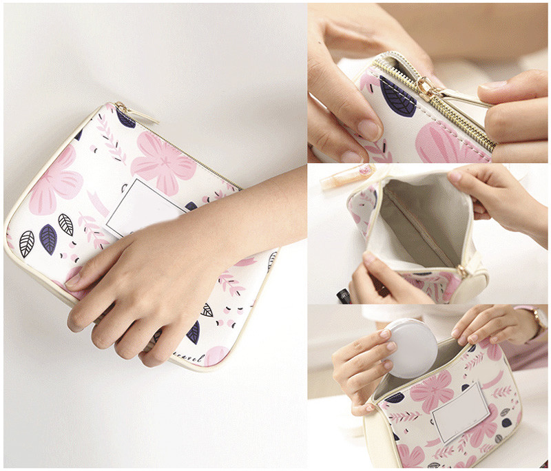 Pure Color Blank PU Leather Makeup Bag For Promotion