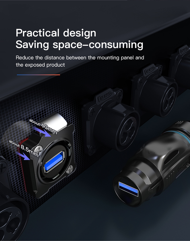 Cnlinko M24 USB 3.0 Data Connector Panel Mount IP68 Waterproof USB Connector