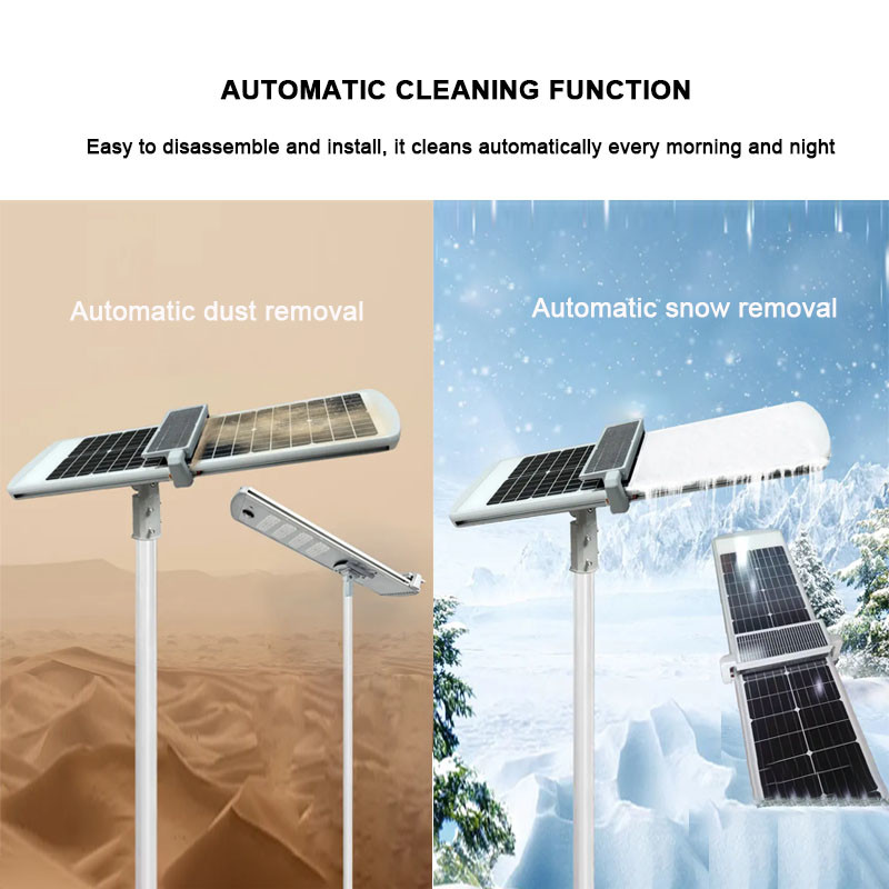 8 Meters LED Smart Solar Street Garden Light Outdoor Ip65 Self Clean Auto Cleaning