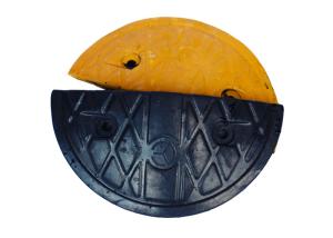 China Raceway Round Rubber Yellow Black Driveway Speed Bumps wholesale