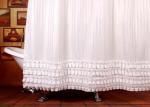 Ruffled White Bathroom Shower Curtains Waterproof Thickening Machine Wash