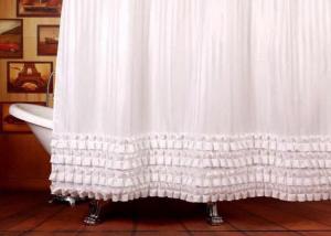 China Ruffled White Bathroom Shower Curtains Waterproof Thickening Machine Wash wholesale