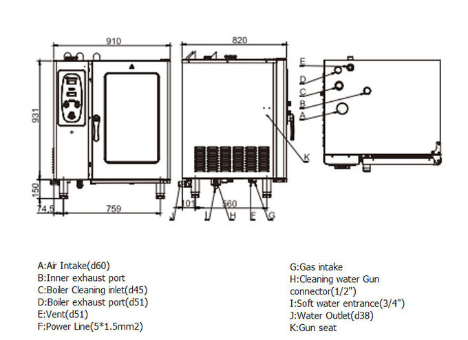 Gas Commercial Kitchen Cooking Equipment 910x820x1080mm Durable 304 Stainless Steel
