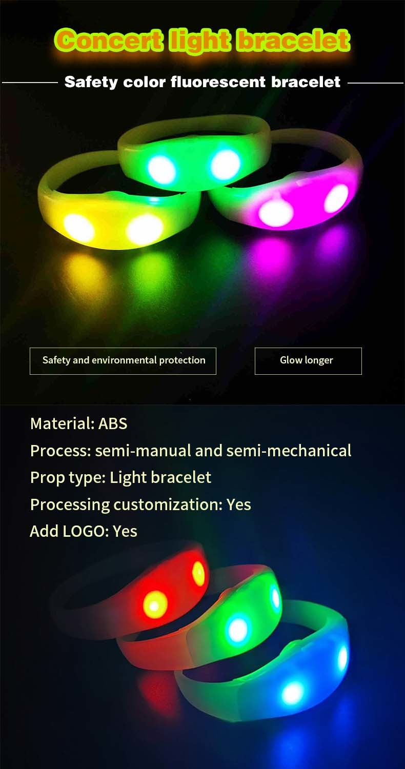 LED FlashingSilicone Bracelet Sensor Sound Activated Light Up Wristband Sound Activated Silicone LED Flashing Bracelet W