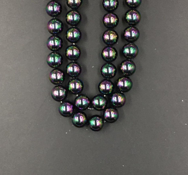 Wholesale High Quality 14mm Black Colourful Round Shap Shell Pearl Strand 16 inches