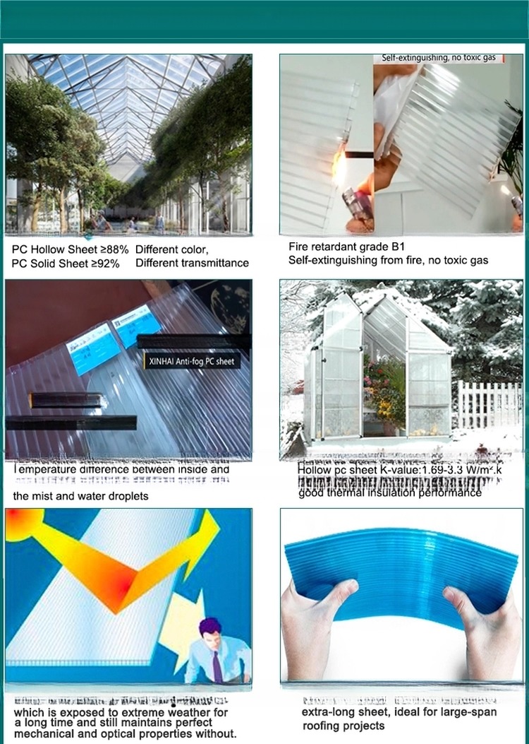 PC Plastic Hollow Sheet For Bus Shelter Canopy Carport Roofing Sun Shade