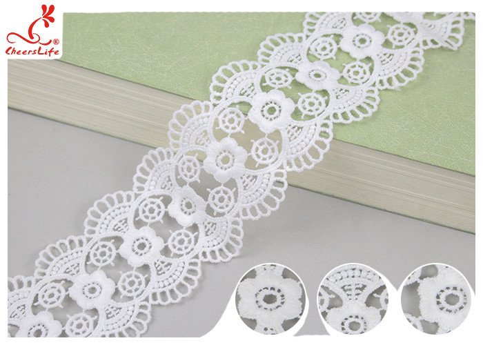 Decorative Knitted Water Soluble Cotton Lace Trim For Wedding Dresses