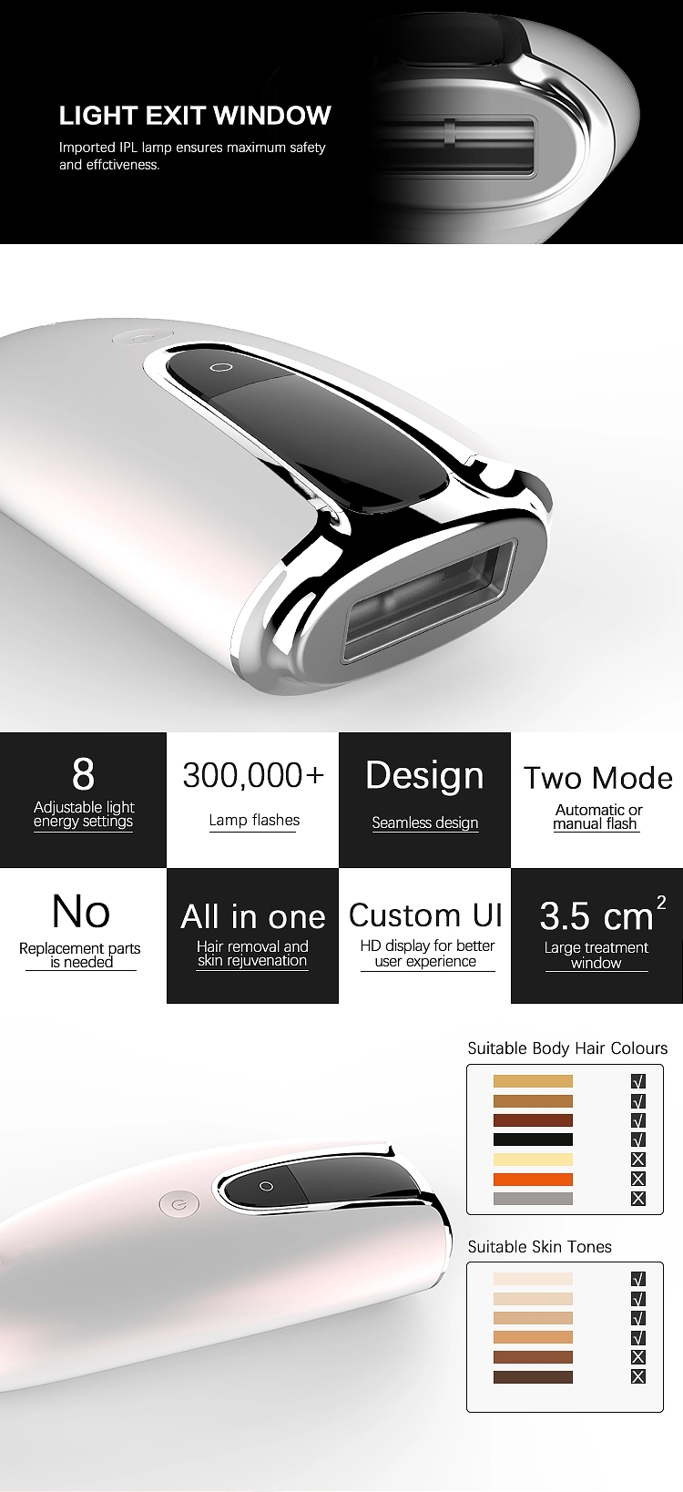 Pain Free Electric Hair Removal Machine Laser Hair Device CE ROHS Certificated