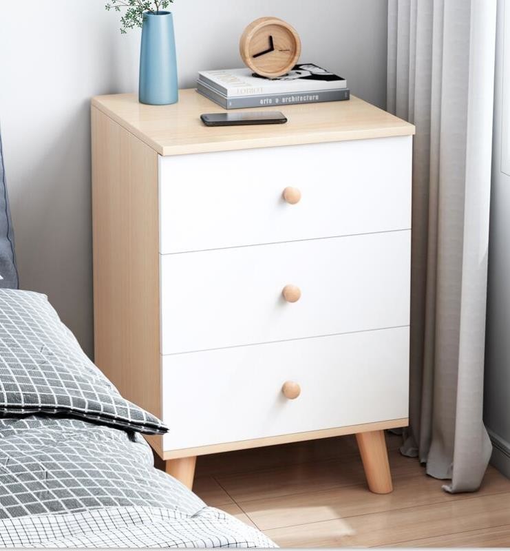 Anti Scratch Nightstand Bedside Table , MDF Top 20 Inch Height Nightstand