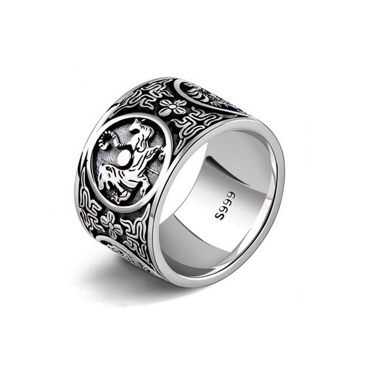 Men's Vintage Old Sterling Silver Band Ring (R121408)