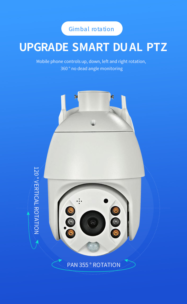 Glomarket 4G US/AU/JP Solar Lower Powered PTZ 2MP/4MP Waterproof Camera Smart Security Surveillance Cctv Camera