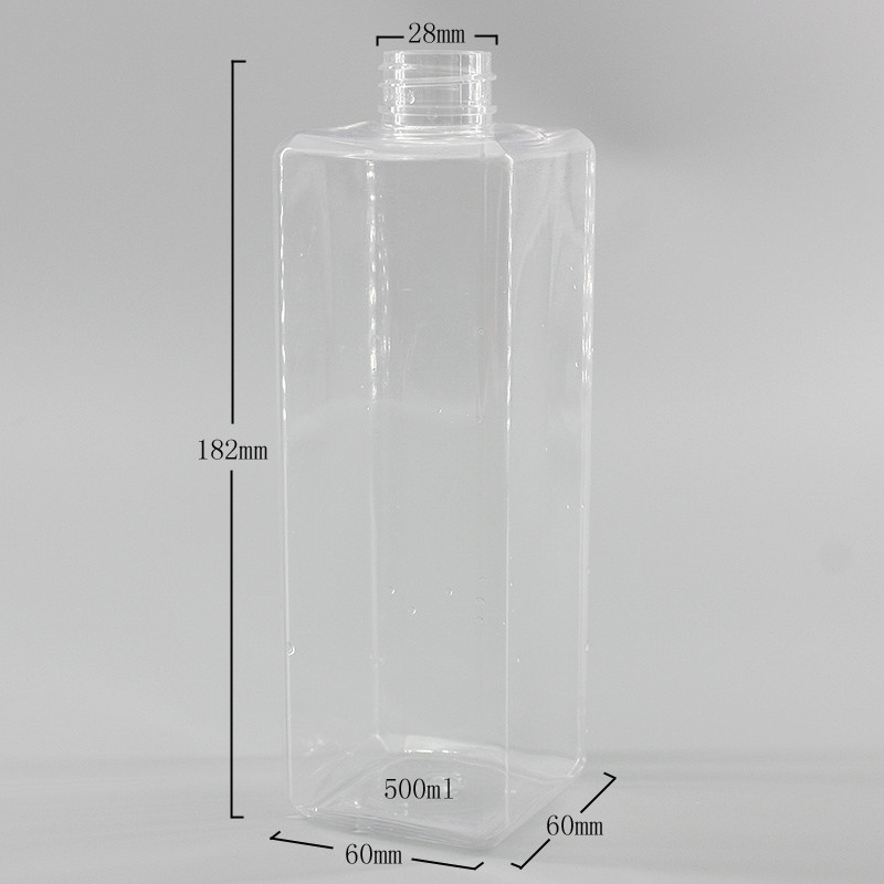 300 / 500 / 550ml PET Clear Square Shampoo Shower Gel Bottle Home Use Large Clear Hand Sanitizer Flat Plastic Bottle