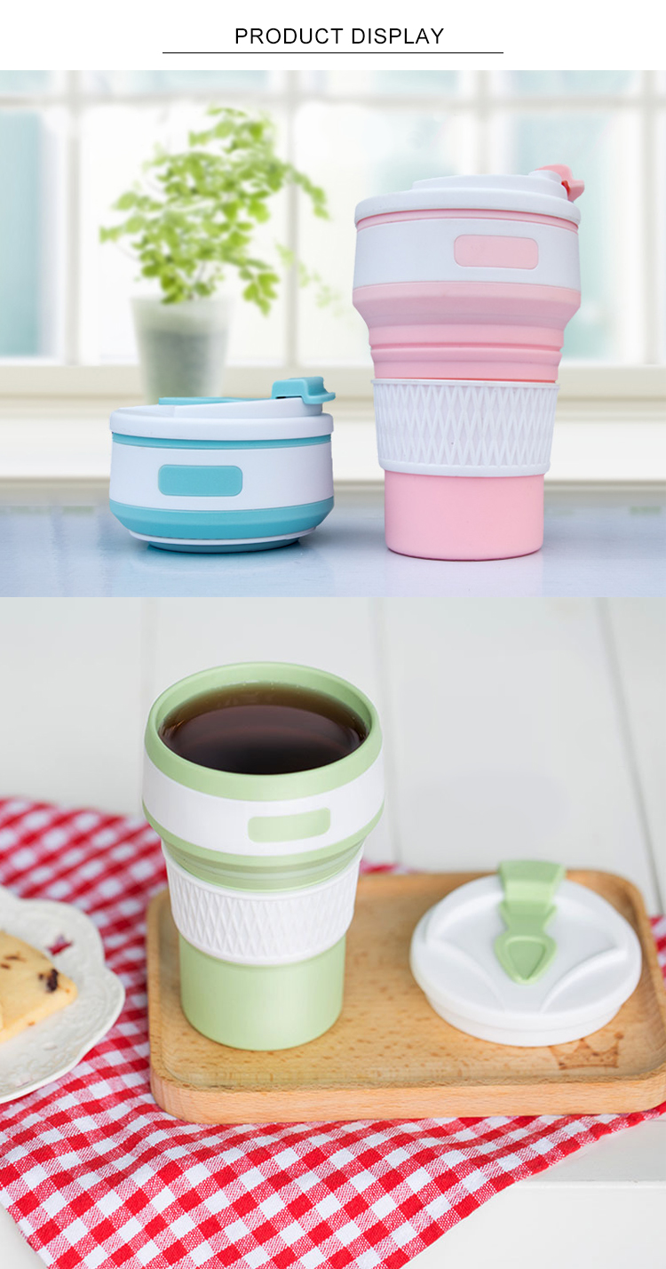 FDA Standard 350ML Bpa Free Collapsible Silicone Coffee Cup