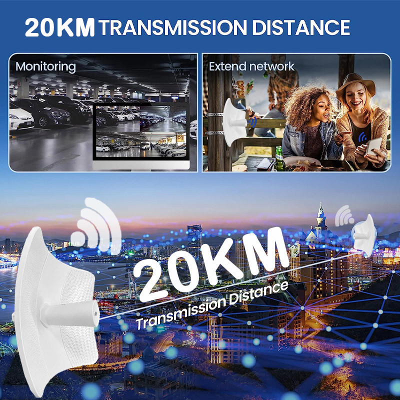 5.8G High Power 20KM Long Distance Wireless Bridge 300Mbps Waterproof