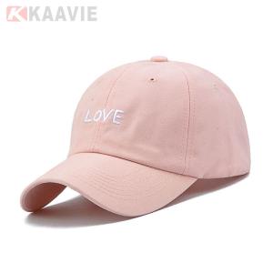China 100% Cotton 5 Panel Baseball Caps Curved Brim Pink Sports Cap 58cm wholesale