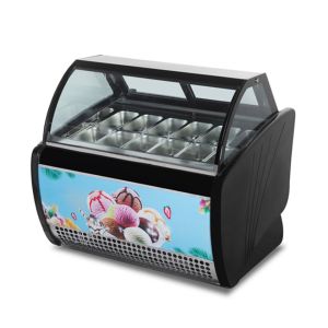 Tempered Glass Back Sliding Door Ice Cream Display Showcase