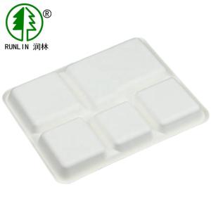China Biodegradable Sugarcane Tableware 5 Compartments Food Packaging Tray wholesale