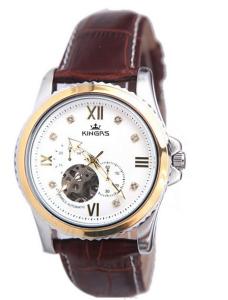 China Leather Band Mechanical Automatic Watches With Stainless Steel Case wholesale