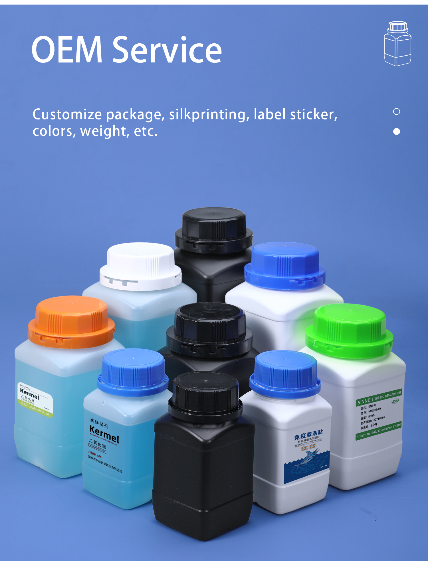 Eco Friendly HDPE Plastic Containers Bulk Bottles 250ml 500ml 1000ml