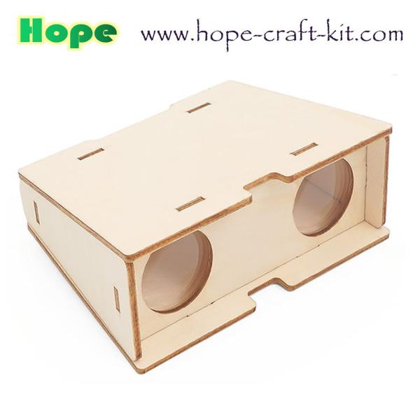 Kids Scientific DIY BInoculars Toys Natural Wooden Color Telescopes Easy