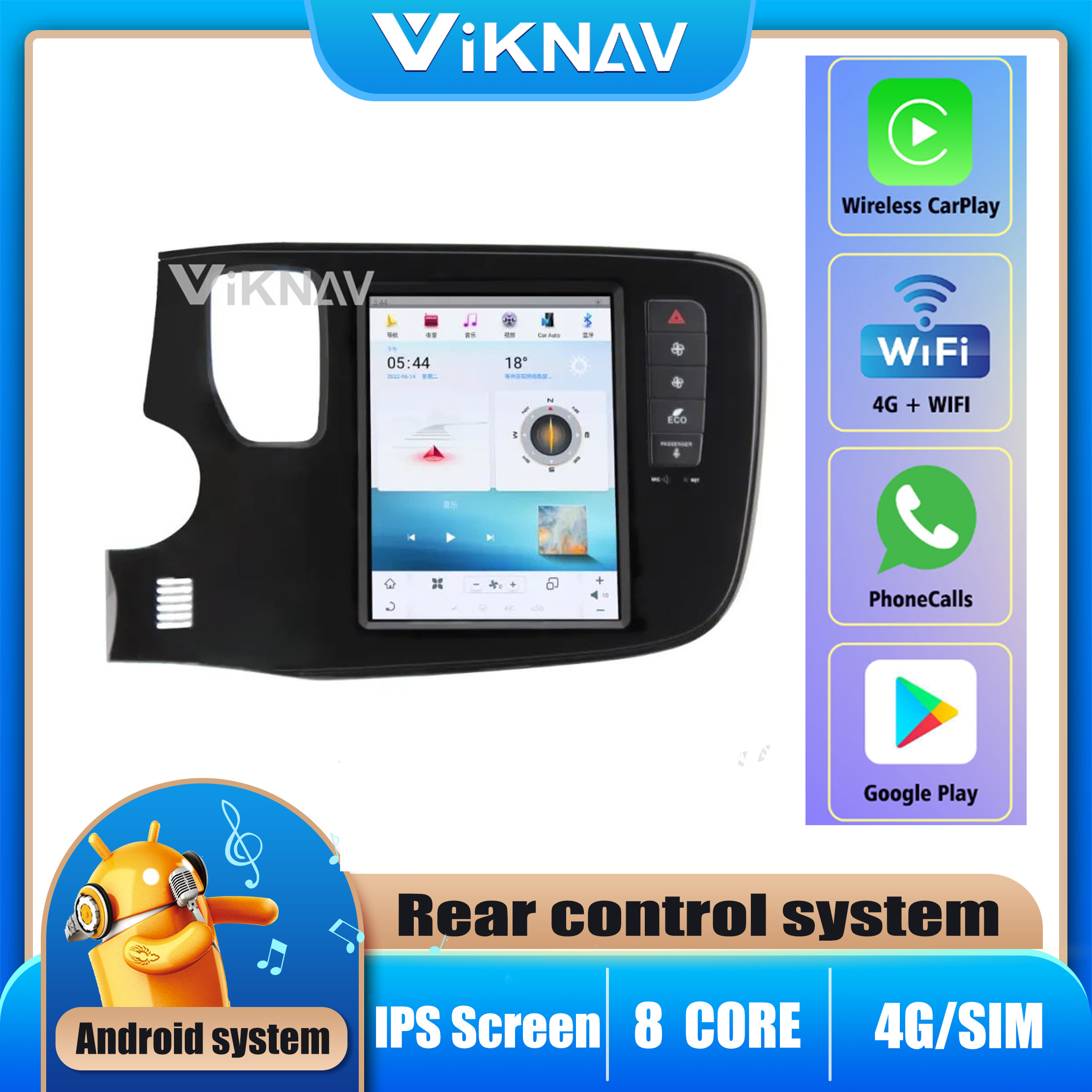For 2016-2019 Mitsubishi Outlander 10.4 Inch Car radio Navigation GPS Multimedia DVD Player Wireless Carplay 4G BT