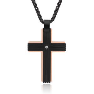 China Cross Necklace for Men, Stainless Steel Pendant Chain Jewelry Christmas Stocking Stuffers Christian Baptism Birthday Gifts wholesale